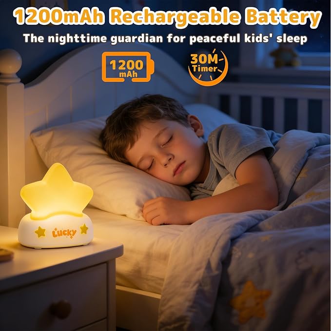 AVEKI Monkey Lamp, Funny Big Mouth Monkeys Night Light with Timer, 3 Levels Touch Dimmable Squishy Nursery Night Light for Baby Toddler, Rechargeable Night Lamp Gifts for Kids (Star-Color)