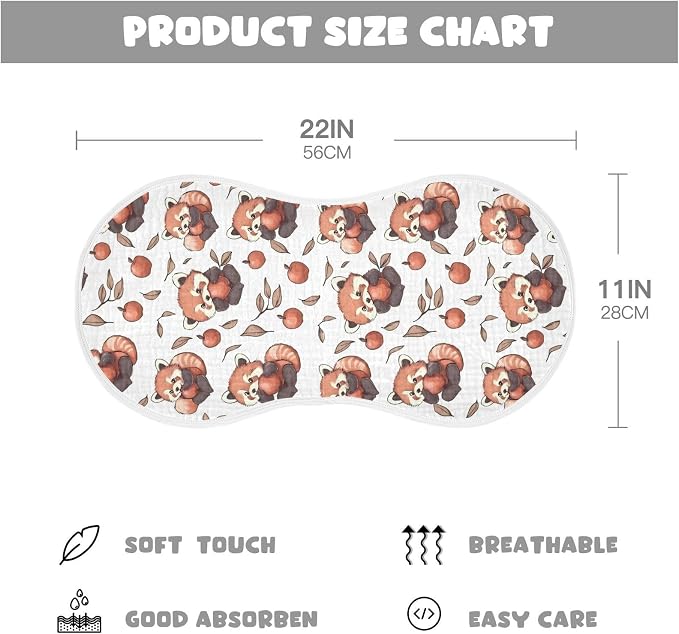 vvfelixl Baby Burp Cloths Cartoon Cute Red Panda Eat Fruit Baby Newborn Cotton Burping Cloths Set Babys Washcloths 4 Pack