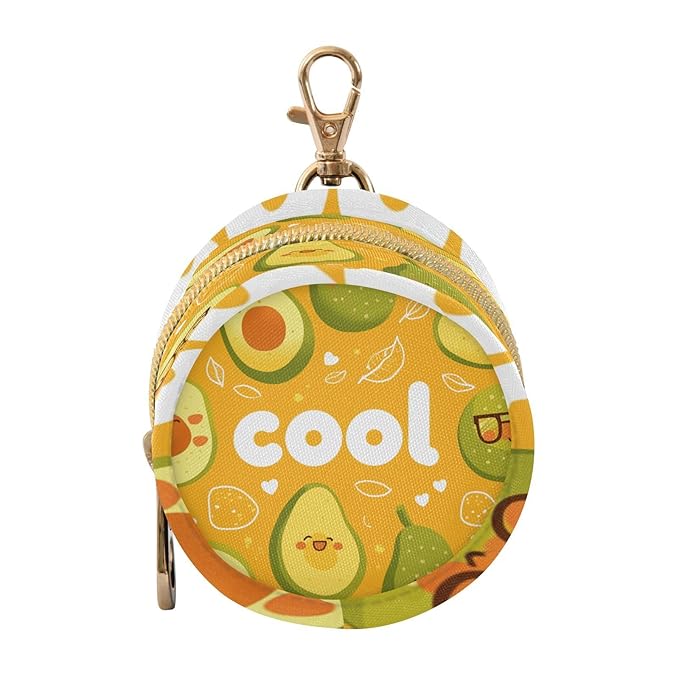 Pacifier Holder with Clip Pacifier Case for Diaper Bag Round Baby Pacifier Pouch Box Bag Portable Avocados Cool Orange