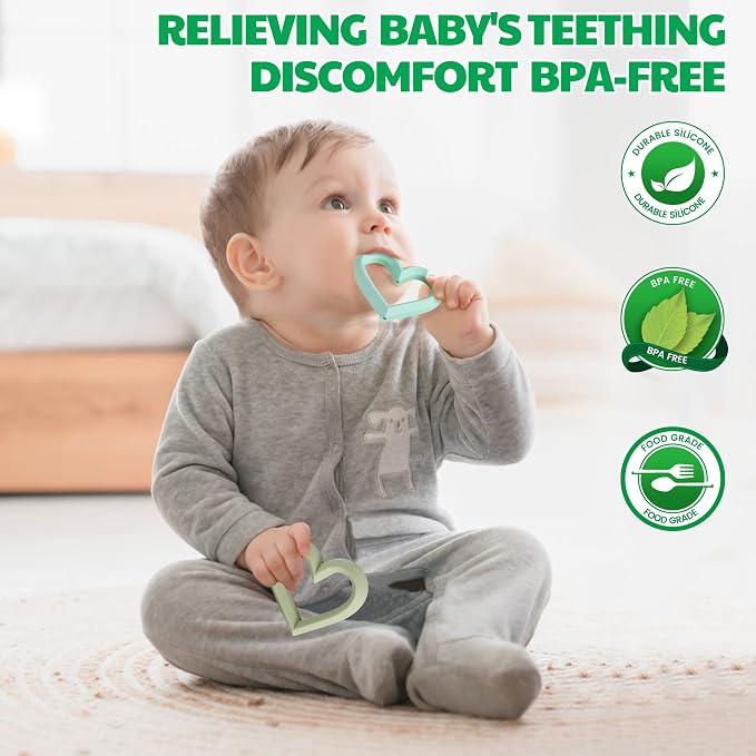 Baby Teether Silicone Teething Toys for Babies 6-12 Months 0-6 Months,Baby Chew Toys Teething Relief,Gifts for Babies,BPA-Free