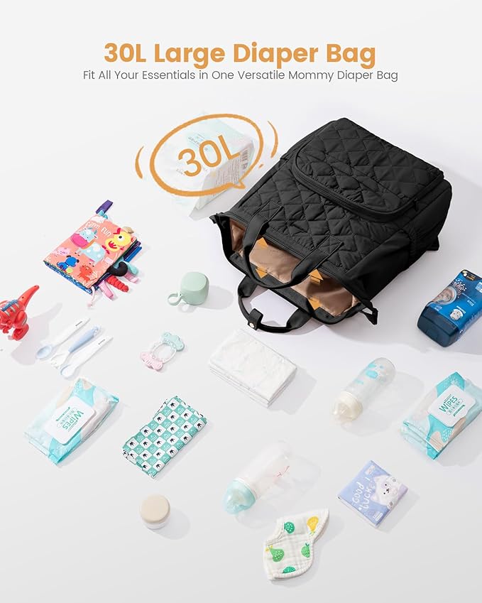 LOVEVOOK Diaper Bag Backpack, Baby Bag for Girl Boy with Changing Pad, Diaper Backpack for Mom Dad with Stroller Buckles