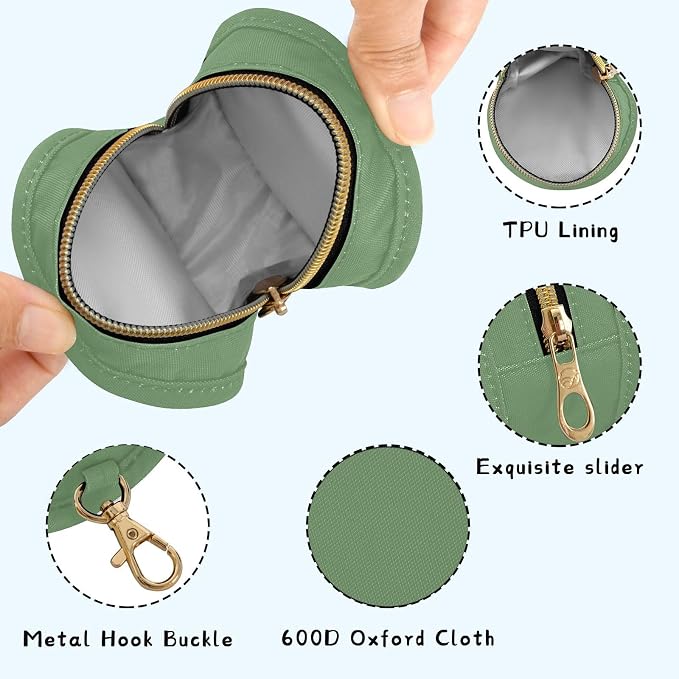 Sage Green Pacifier Holder Case Newborn Pacifier Storage Pouch for Boys Girls Easy Attach to Diaper Bag Portable Baby Essentials Container