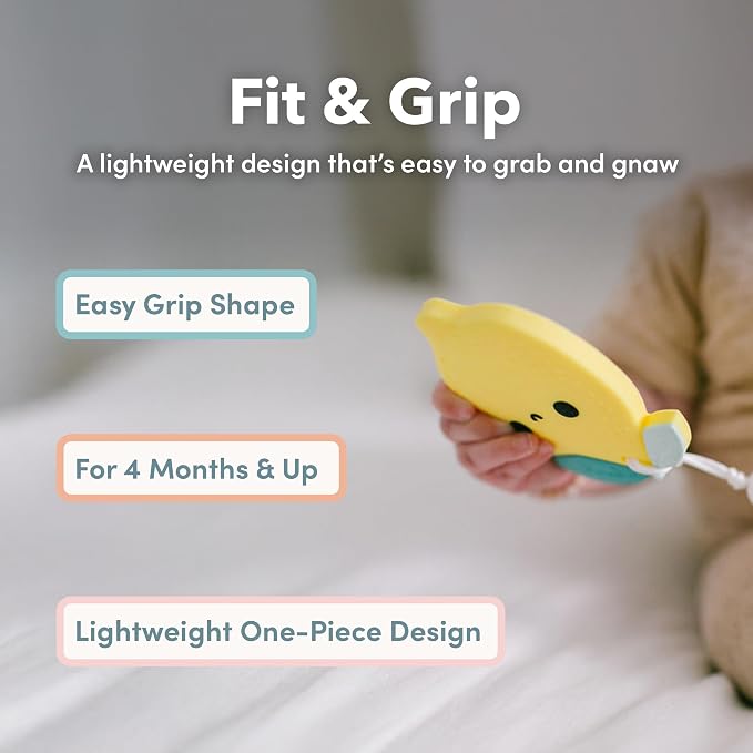 Loulou Lollipop Silicone Teether for Babies 4 Months and Up, Textured Teething Toy for Sore Gums, BPA-Free Food-Grade Silicone, Easy to Hold, Dishwasher & Freezer Safe, Yellow Taxi