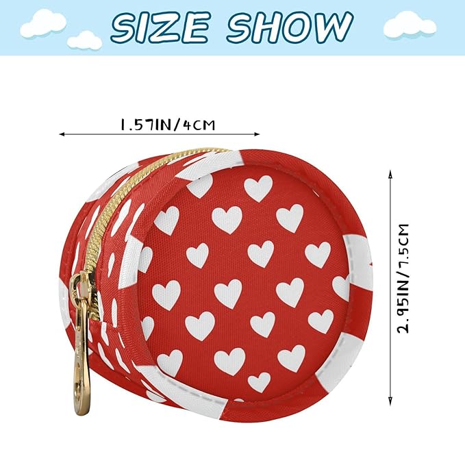 Pacifier Holder with Clip Pacifier Case for Diaper Bag Round Baby Pacifier Pouch Box Bag Portable Red Heart Valentine