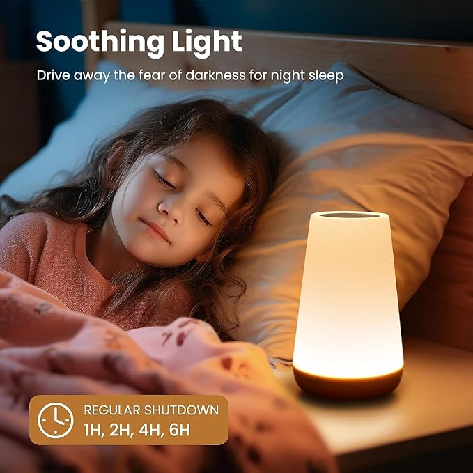 2 Pack LED Night Light,13 RGB Colors & 5 Brightness, USB Rechargeable Touch Lamp, Portable Lamp for Baby, Bedroom, Living Room
