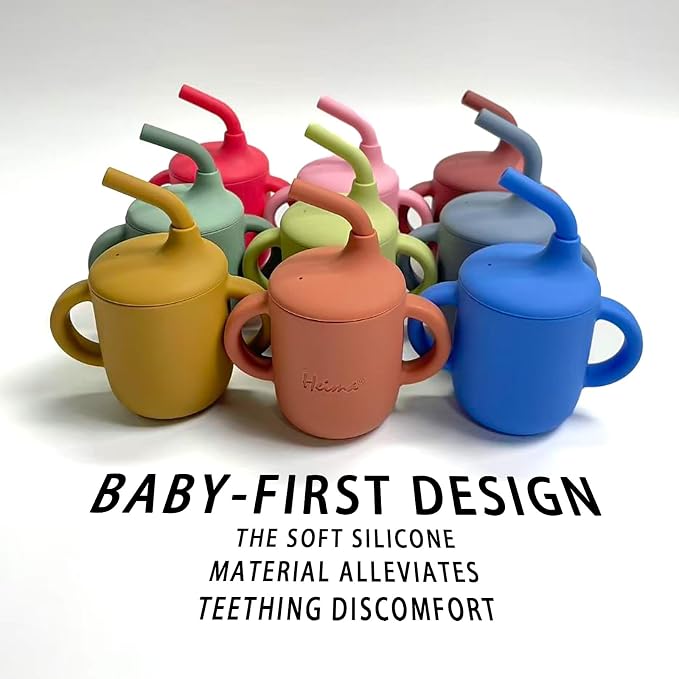 Silicone Baby Sippy Cups Training Cup Straw Cup, Shatterproof Toddler Sippy Cups with Straw, Silicone Drinking Training Cup Silicone Baby Training Cup for Infants Toddlers and Kid (Green)