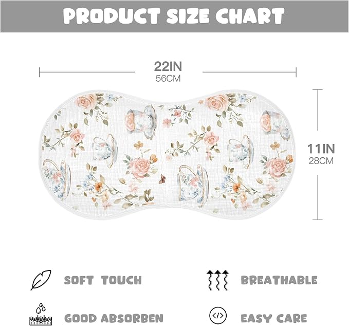 vvfelixl Vintage Tableware Set Burp Cloths for Baby Boy Girls Baby Washcloths Burp Rags 1 Pack