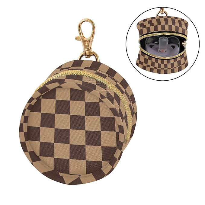 Western Checkerboard Print Pacifier Holder Case for Diaper Bag Portable Travel Pacifier Storage Case with Clip Newborn Baby Pouch for Baby Boys Girls Purse Outdoor