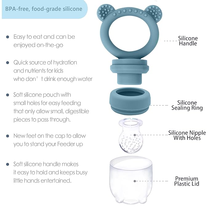 BigSpinach Silicone Baby Food Freezer Tray with Teething Popsicle Molds - Baby Fruit Feeder and Breastmilk Teether Combo