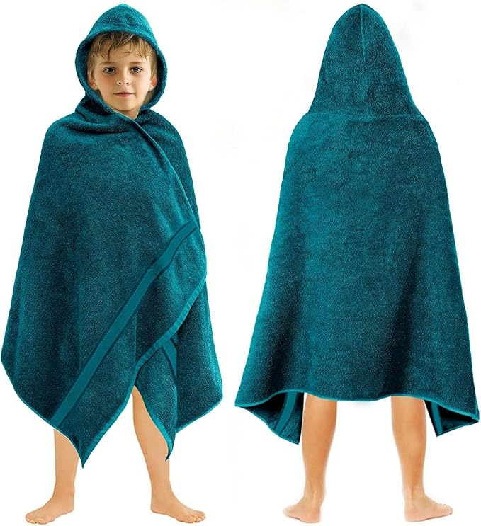 ORIGINAL KIDS Hooded Bath Towel Wrap - Ultra Soft 100% Cotton Terry Large Oversized Hooded Kids Towel - Toddler Big Kid Shower Pool Beach Towel - Absorbent Quick Dry Easy Care Gift - 30 x 54 - Teal