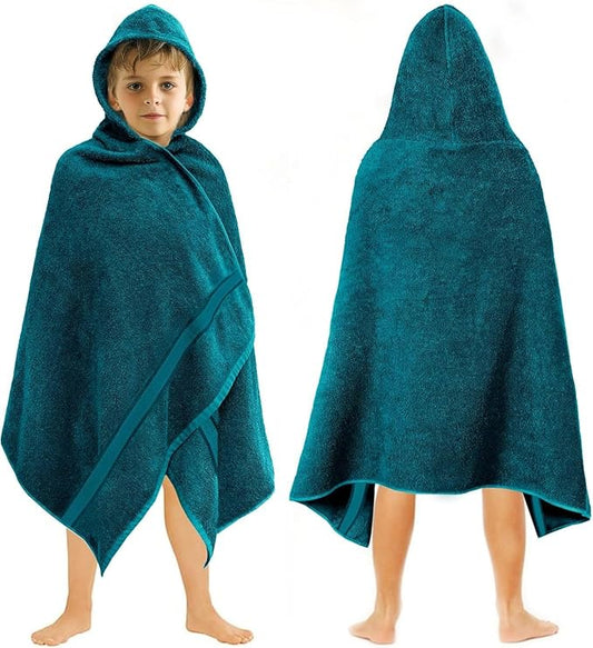 ORIGINAL KIDS Hooded Bath Towel Wrap - Ultra Soft 100% Cotton Terry Large Oversized Hooded Kids Towel - Toddler Big Kid Shower Pool Beach Towel - Absorbent Quick Dry Easy Care Gift - 30 x 54 - Teal