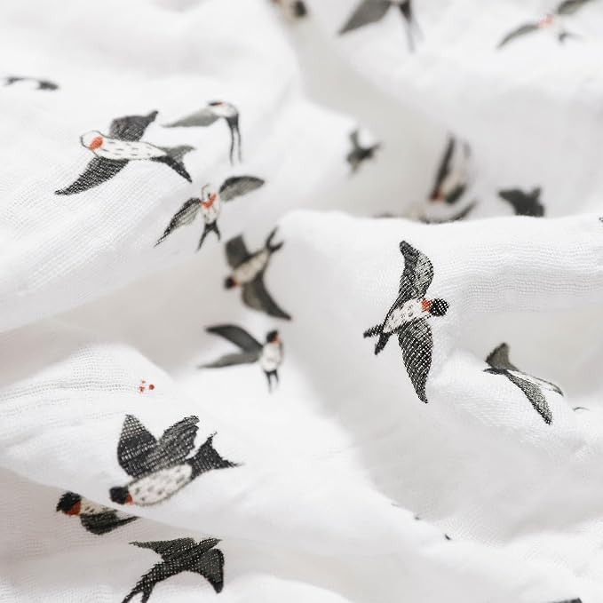 Little Unicorn 100% Natural Organic Cotton Muslin Swaddle Blanket 2 Pack | Giftable Set of 2 swaddles (Swallows)