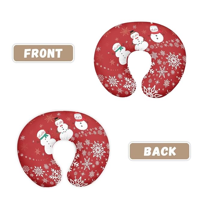 Christmas Snowmen Snowflake Red Nursing Pillow Case for Newborn Foldable Stain Resistant Feeding Pillow Case Fitted Bottle and Breastfeeding Support Pillows for Christmas Decor