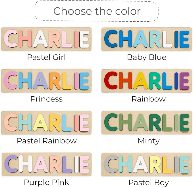 Personalized Wooden Name Puzzle with Pegs – Montessori Toy for Toddlers, Custom Baby Gift for 1st Birthday, Christmas and Easter Present