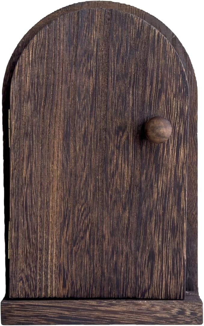 Self-Adhesive Outlet Cover ??A Creative Wooden Cover that Conceals Wall Plates??Switches?�Stains?�Wall holes and Protects Child ??Elf Door for Wall ??7.87 Inch Tall Fairy Door (Paulownia)