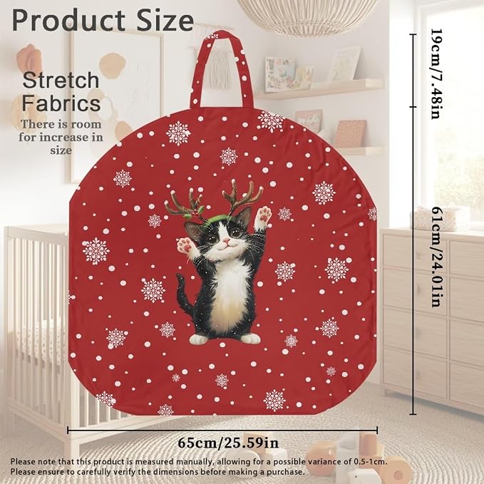 Christmas Cat Boy Girl Gender Neutral Nursing Pillow Cover Baby Breastfeeding Slipcover Infant Newborn Nursery Bottle Pillowcase Feeding Cushion Cover (Pillow NOT Included)