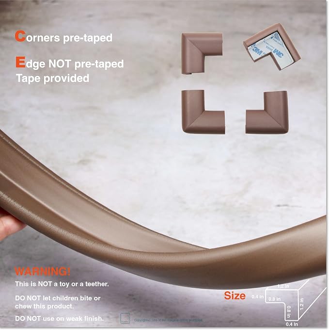18ft Edge 16 Corners - Bundle & Save - RovingCove HeftyFit Edge Corner Guards, Coffee Brown