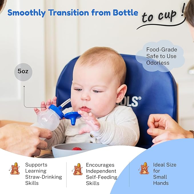 TalkTools Honey Bear Straw Cup with Handle, 5oz ??Soft Straw Trainer for Babies & Toddlers 4+ Months ??Easy-Grip, Dishwasher Safe.