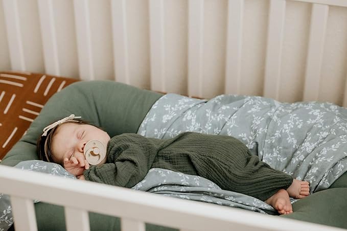Mini Wander Swaddles for Newborns Muslin Swaddle Blankets - Breathable Soft Receiving Blanket Baby Essentials | 47 x 47 Cotton - Bloom (Blue)