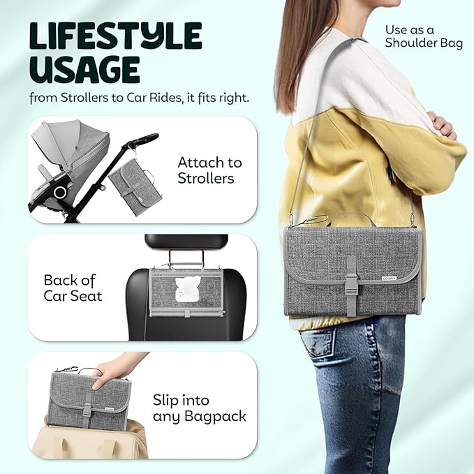 Portable Changing Pad ??Waterproof Foldable Diaper Changing Pad with Wipes Pocket, Soft Travel Changing Mat for Baby, Compact & Easy to Clean Newborn Gift