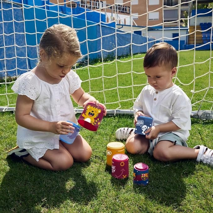 FC Barcelona Sorting & Stacking Toys, Montessori for 1 Year Old, +2 Year Old Boy, Kids Cups, Baby Toys 1 Year Old, Shape Sorter, Made in Spain, Stacking Cubes for Babies | Barça Offical License
