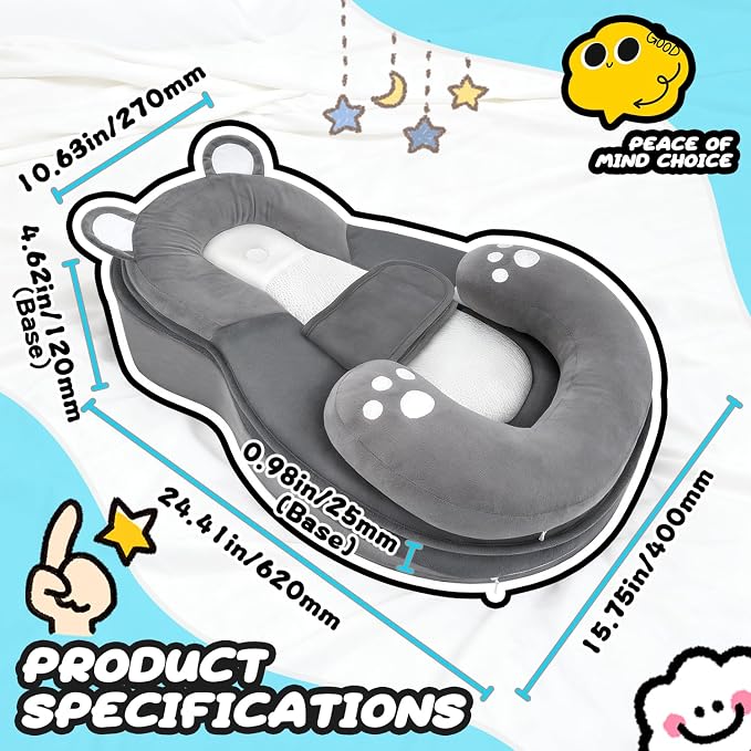 Anti Overflow Feeding Pillow, Breastfeeding Pillow Reducing Spit-Up, Removable Top and Bottom