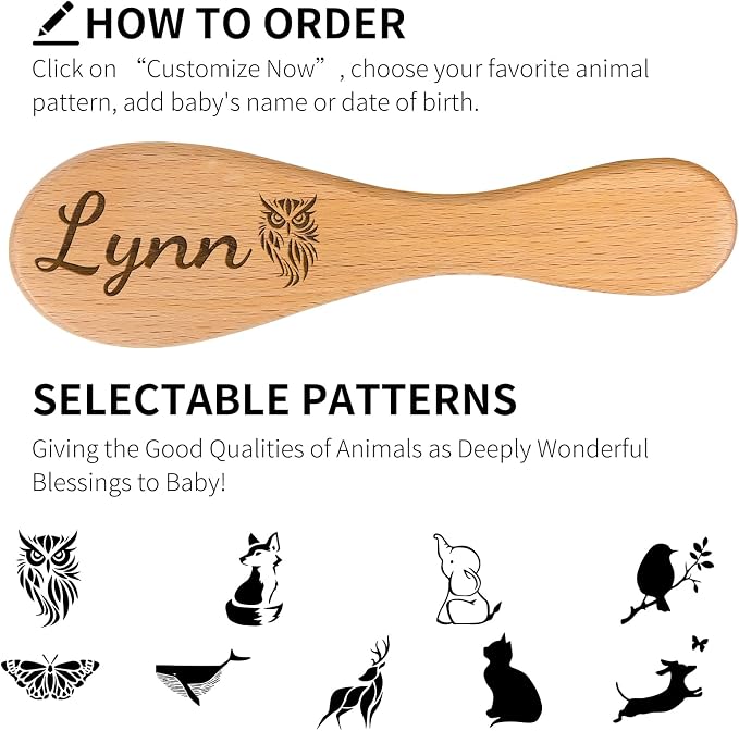Personalized Baby Hair Brush & Comb Set with Soft Goat Bristles,Custom Laser Engraved Name,Newborn Grooming Kit with Birth Flower Gift Box (September)