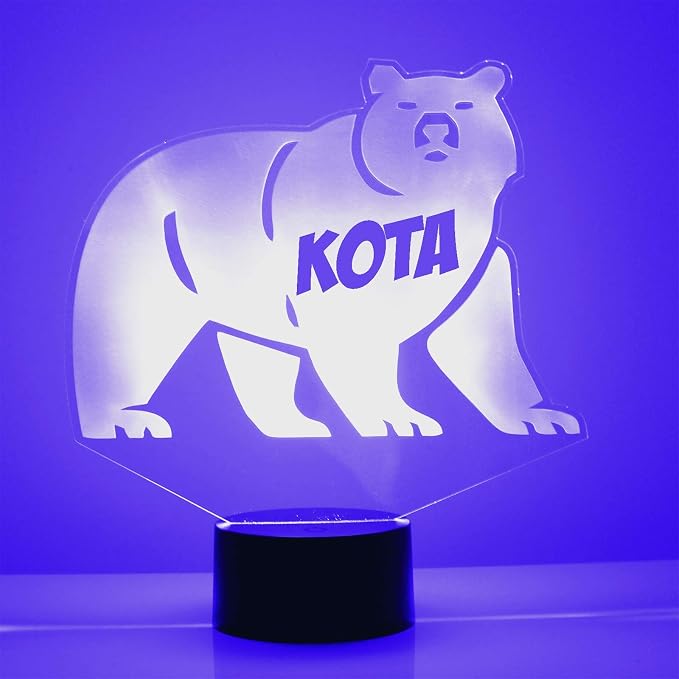 Custom Polar Bear LED Sign Night Light Lamp with Remote, Light Up Display with Personalized Name or Image, Customized and Made in The USA, Clear Acrylic Home Decor Design with 15 Colors, 4 Modes