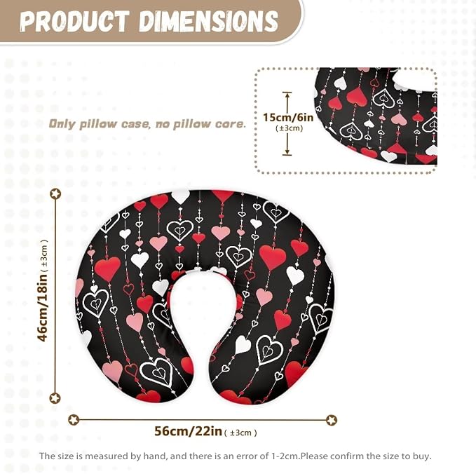 Love Hearts Nursing Pillow Cover Slipcover Comfortable Maternity Breastfeeding Newborn Infant Feeding Cushion Cover Machine Wash & Quick Dry