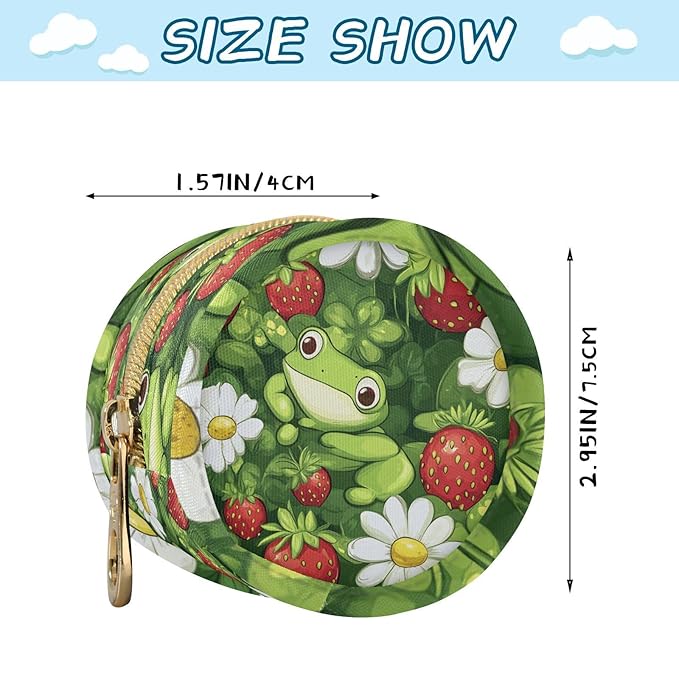Pacifier Holder with Clip Pacifier Case for Diaper Bag Round Baby Pacifier Pouch Box Bag Portable Black Cute Frog and Strawberry Daisy