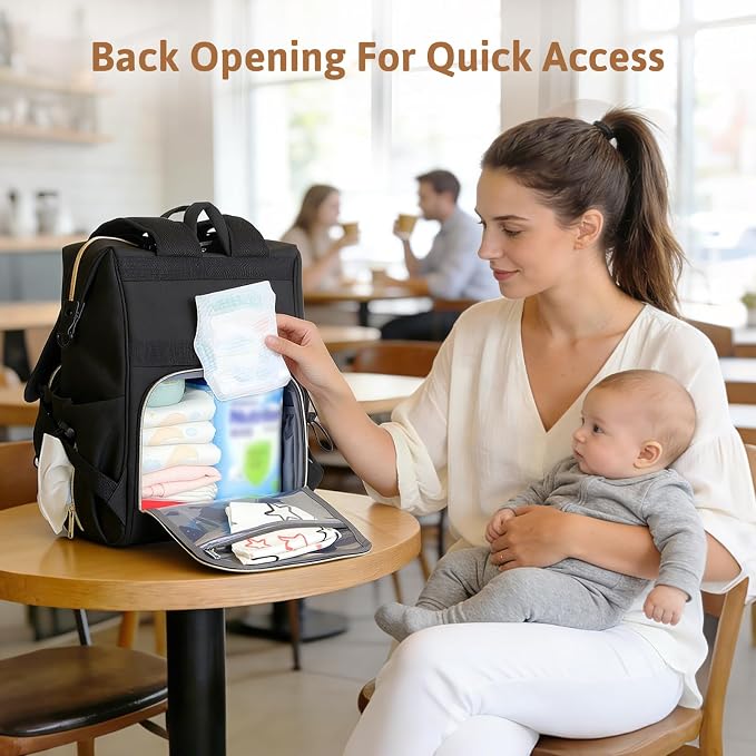 Lekesky Pañaleras para bebe, Diaper Bag Backpack for Baby, Large Capacity Diaper Bag with 16 Pockets, 1.52lb Lightweight Waterproof Diaper Backpack with Changing Pad, Stroller Bag for Mom Dad Travel