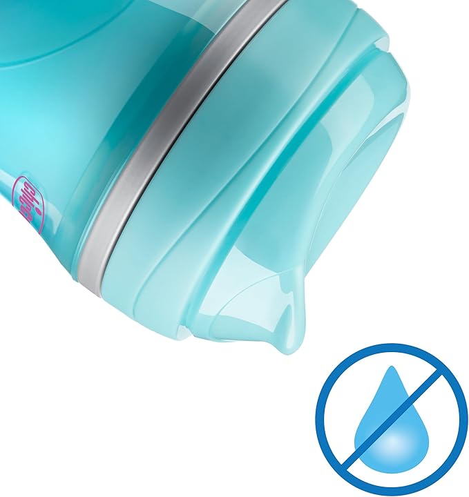 Chicco Insulated Sippy Cup 12+ Months, 9oz Toddler Training Cup with Bite-Resistant No-Spill Rim Spout, Double-Wall, BPA-Free, 2-Pack, Teal/Pink/Floral