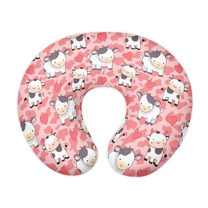 Forchrinse Cartoon Cow Nursing Pillow Cover Stretch Soft Pillow Slipcover for Breastfeeding Mom Cute Nursing Pillow Slipcover for Baby Boys Girls