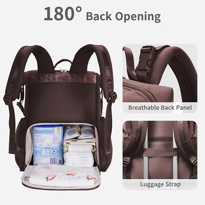 CEI-CEI Neoprene Diaper Bag Backpack Large Newborn Baby Maternity Bags Waterproof Travel Backpack for Mom Dad with Insulated Pockets,Changing Pad