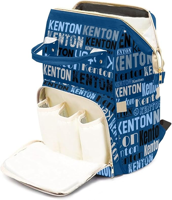 Large Capacity Custom Diaper Bag for Baby Boy with Name, Blue Multifunctional Mom Personalized Diaper Bag Backpack Waterproof Women Customized Daypack Nappy Bag