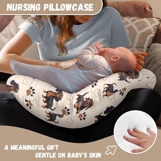 Dogs Washable Feeding Pillow Case for Baby Boys Girls Skin-Friendly Comfortable Fabric Nursing Pillow Support Cover for Nursery Room Sofa Decor