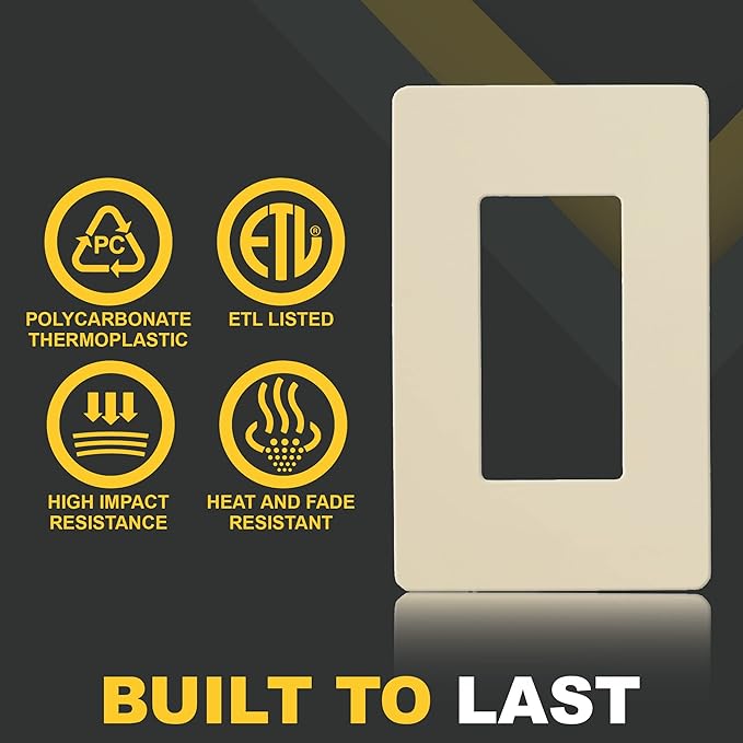 Faith Ivory 1-Gang Screwless Wall Plate (1-pack) | Light Switch Plate or Wall Plate for Electrical Outlet | 1-Gang Wall Plate for Decorator Switches and Receptacles | Heat-Resistant Thermoplastic