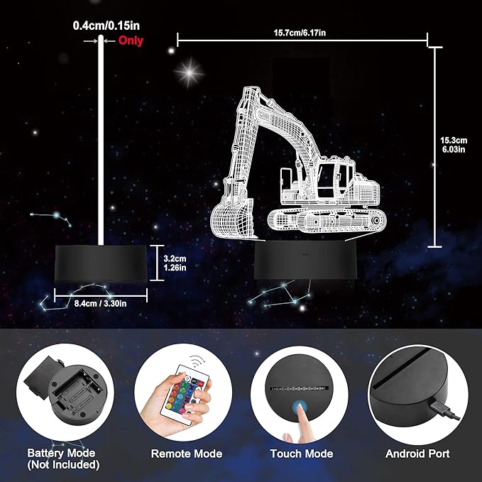 Ammonite Excavator 3D Lamp for Kids, LED Optical Illusion Night Light with Remote Control and Timing Function as Christmas Birthday Gifts Ideas for Boys Kids Teen