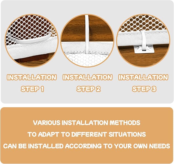 Banister Guard for Baby, Balcony Netting for Pets, 15ft x 3ft, Baby Safety Stairs Rail Net Provides Your Baby with a Environment, Baby Stair Net Fit for Child, Small Pet, Toy - White