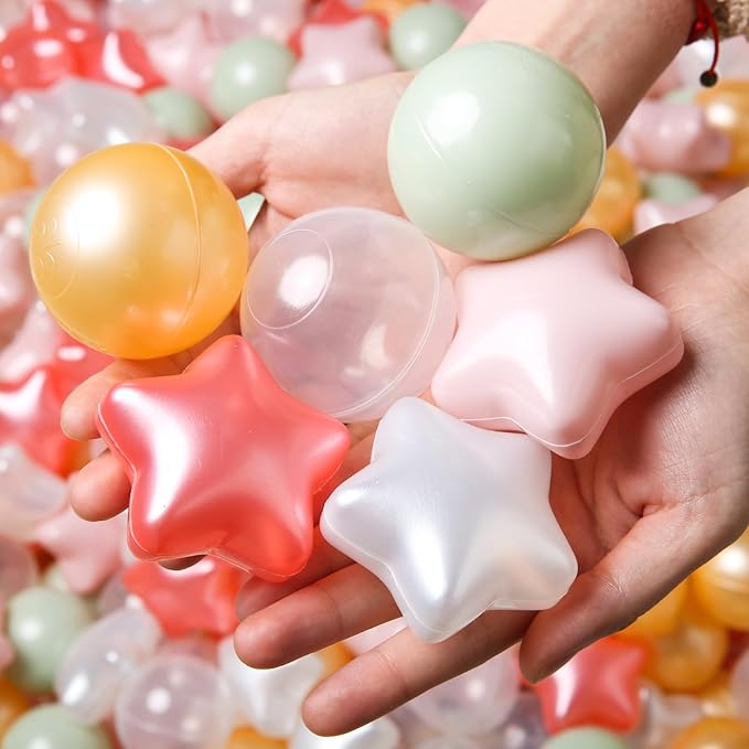 TRENDPLAY Star Ball Pit Balls 50 100 200 500 for Toddlers - Ball Pit Ball Shapes for Boys Girls Fun, Birthday Party, Christmas Decoration