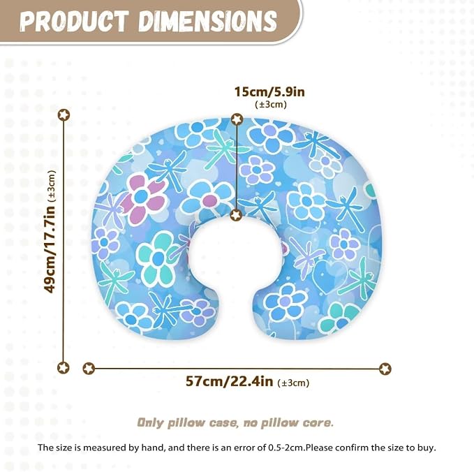 Crushed Flower Nursing Pillow Case 1 Pack for Breastfeeding Pillow Nursing Covers Pillow Slipcover Pillowcase Soft Fabric Feeding Cushion Cover Pillow Not Included