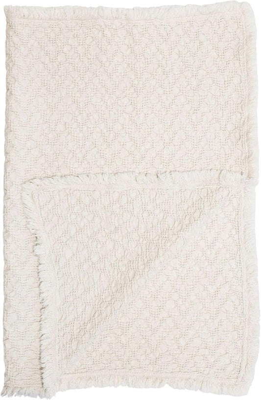 Crane Baby Oatmeal Boho Knit Blanket, Soft Cotton Nursery and Stroller Blanket, 100% Cotton, 30" x 40"