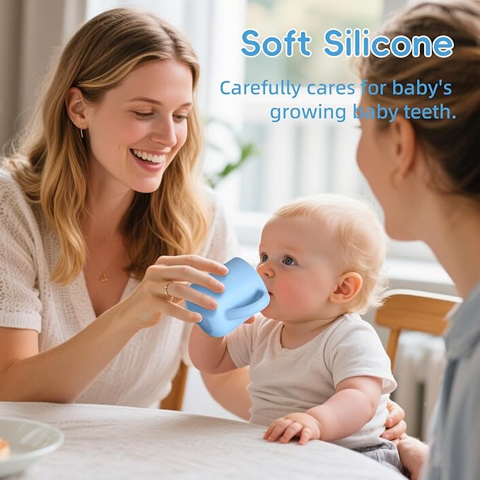 Silicone Baby Sippy Cups, Shatterproof Silicone Straw Cup, Sippy Cups for Toddlers 1-3, Open Cup for Baby, 6+ Months