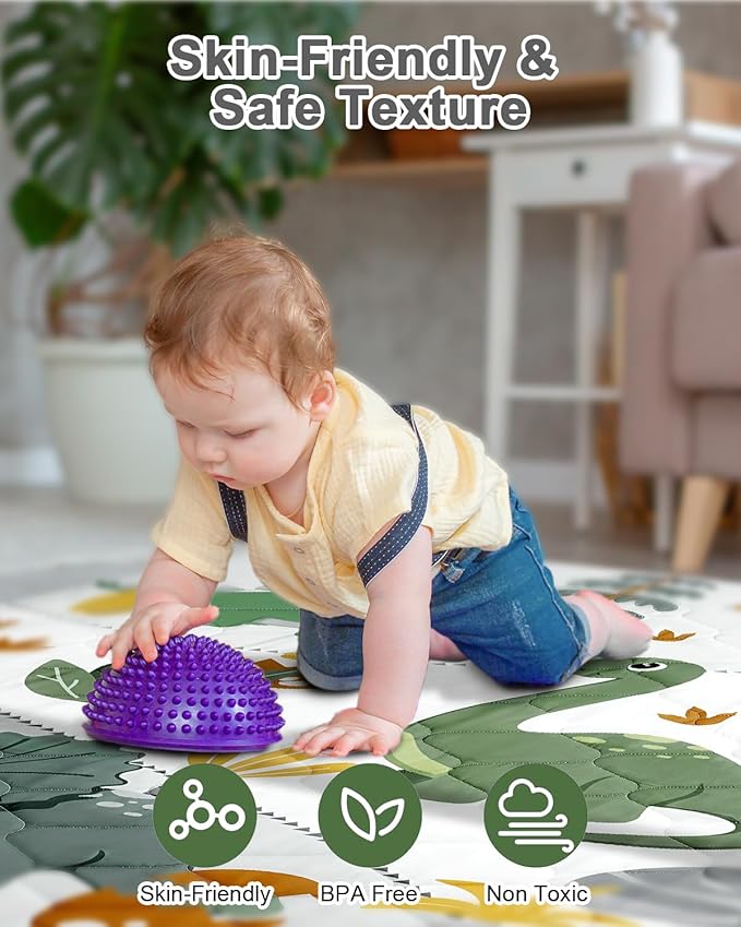 TINYHARBO Premium Foam Baby Play Mat 71x59 ??Removable & Machine Washable Cover, Extra Thick Padding Playpen Mat, Non-Slip Crawling Mat, Easy to Clean for Infants, Toddlers & Babies