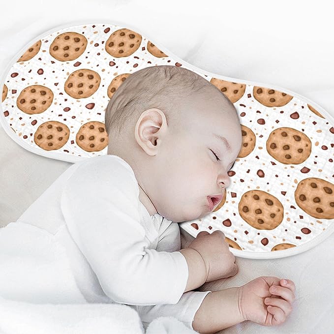 Muslin Burp Cloths for Baby Boys and Girls - 2-Pack Ultra Absorbent Chocolate Chip Cookies Muslin Washcloths, Newborn Towel, Milk Spit Up Rags, Burp Cloth Bib for Unisex, 22 x 11 Inch