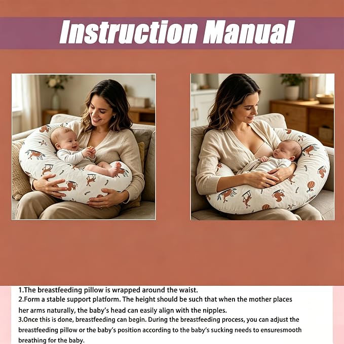 Nursing Pillow Breastfeeding Pillow Removable cover Machine washable | Conforming to ergonomic design. Detachable cover. Machine washable. Breathable fabric.Arm fatigue free Soft supportive fill