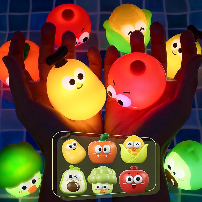 Light Up Bath Toys for Kids Ages 1-3, Water Activated Bathtub Toys with 6 Cute Characters, Kids Bath Toy Set for 1 2 3 Year Old Toddler Boys Girls Gifts
