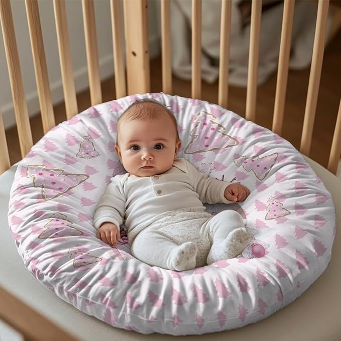 Pink Snowman Nursing Pillow Covers for Breastfeeding Pillow Stretchy and Cozy Breastfeeding Pillow Slipcovers for Baby Girls Soft Breastfeeding Pillow Covers Fits for Infant Support