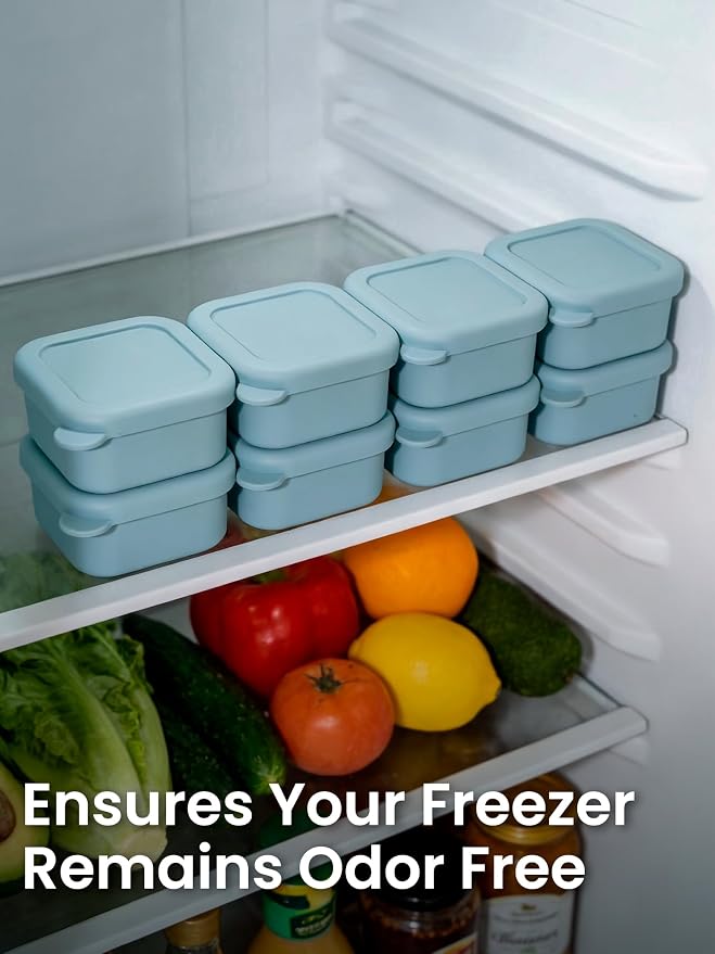 8PCS 1/2 Cup Silicone Freezer Molds with Lid, Silicone Freezer Trays for Meal Prep, 1.7 x 2.95 x 2.95 inch Small Portion Containers for Soup, Sauces, Stews, Snack (Slate Gray)
