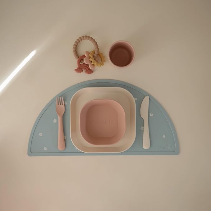 mushie Dinnerware Cutlery Set of 3 For Kids | Made in Denmark (Blush)